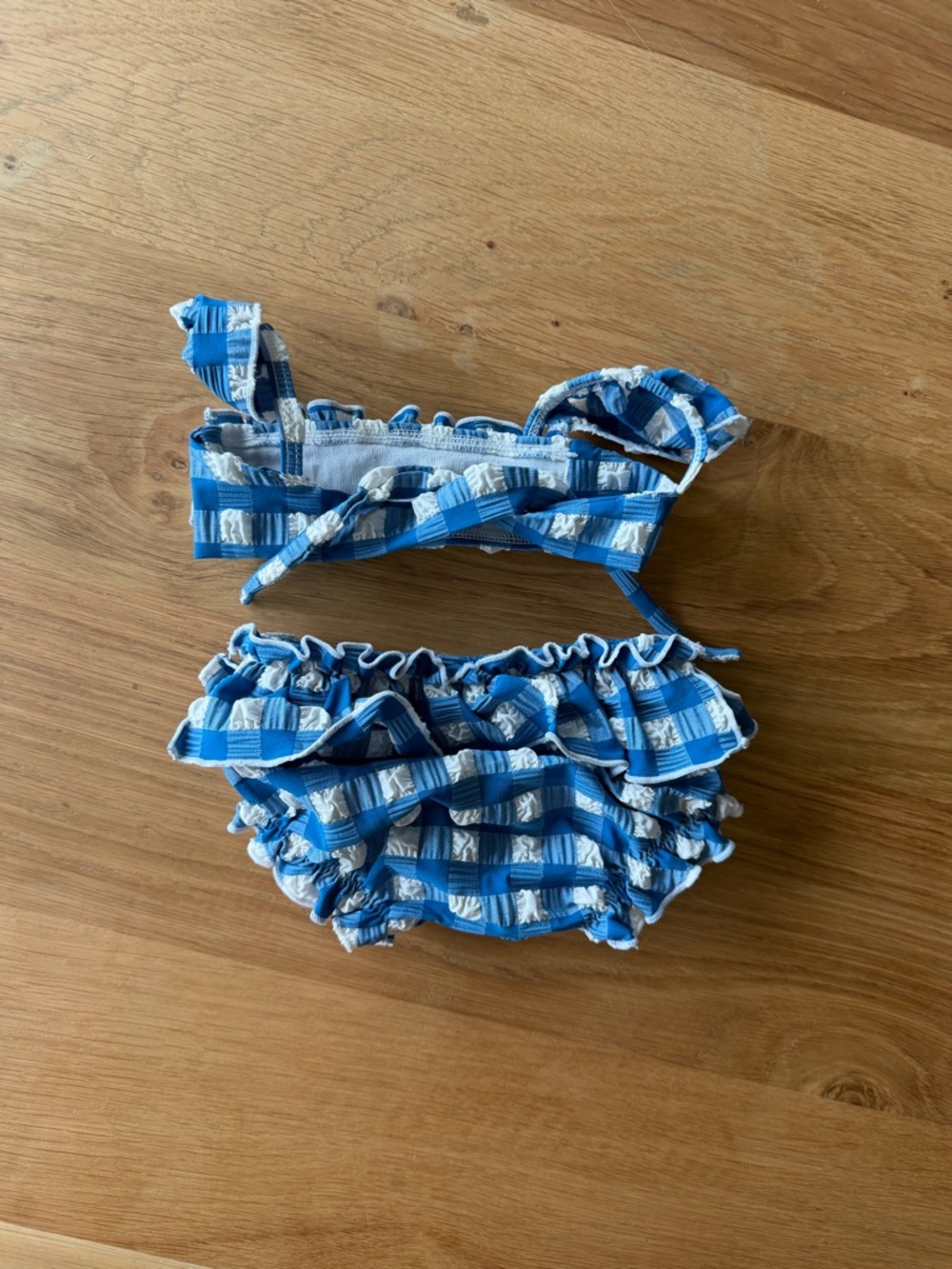 Montce Swim Blue and White Ruffled Two-Piece Baby Bikini 0-3 Months